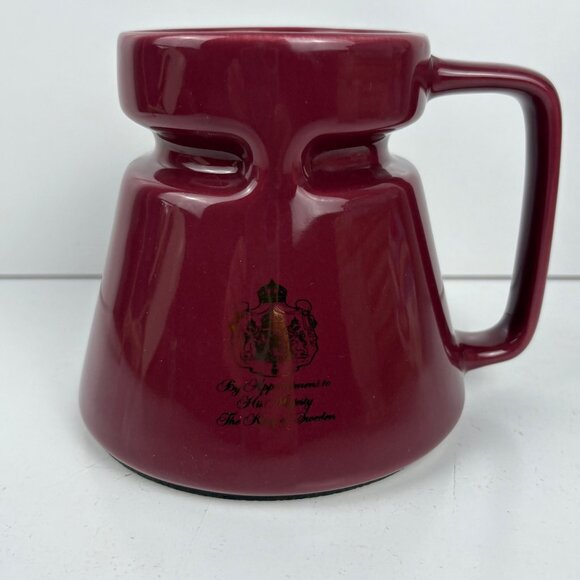 VTG HotJo Burgundy Ceramic Mug Lid By Appointment To The King Of Sweden 12 Oz - Picture 1 of 7